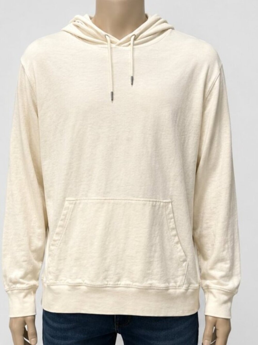J.Crew Cream Drawstring Pullover Hoodie Size L